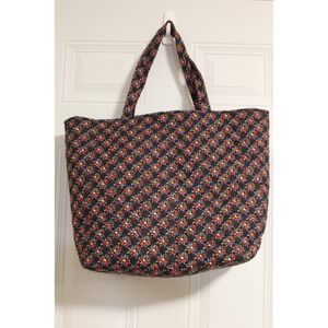 Vera Bradley Petal Paisley Quilted Cotton Tote Bag Black Floral Shoulder Bag